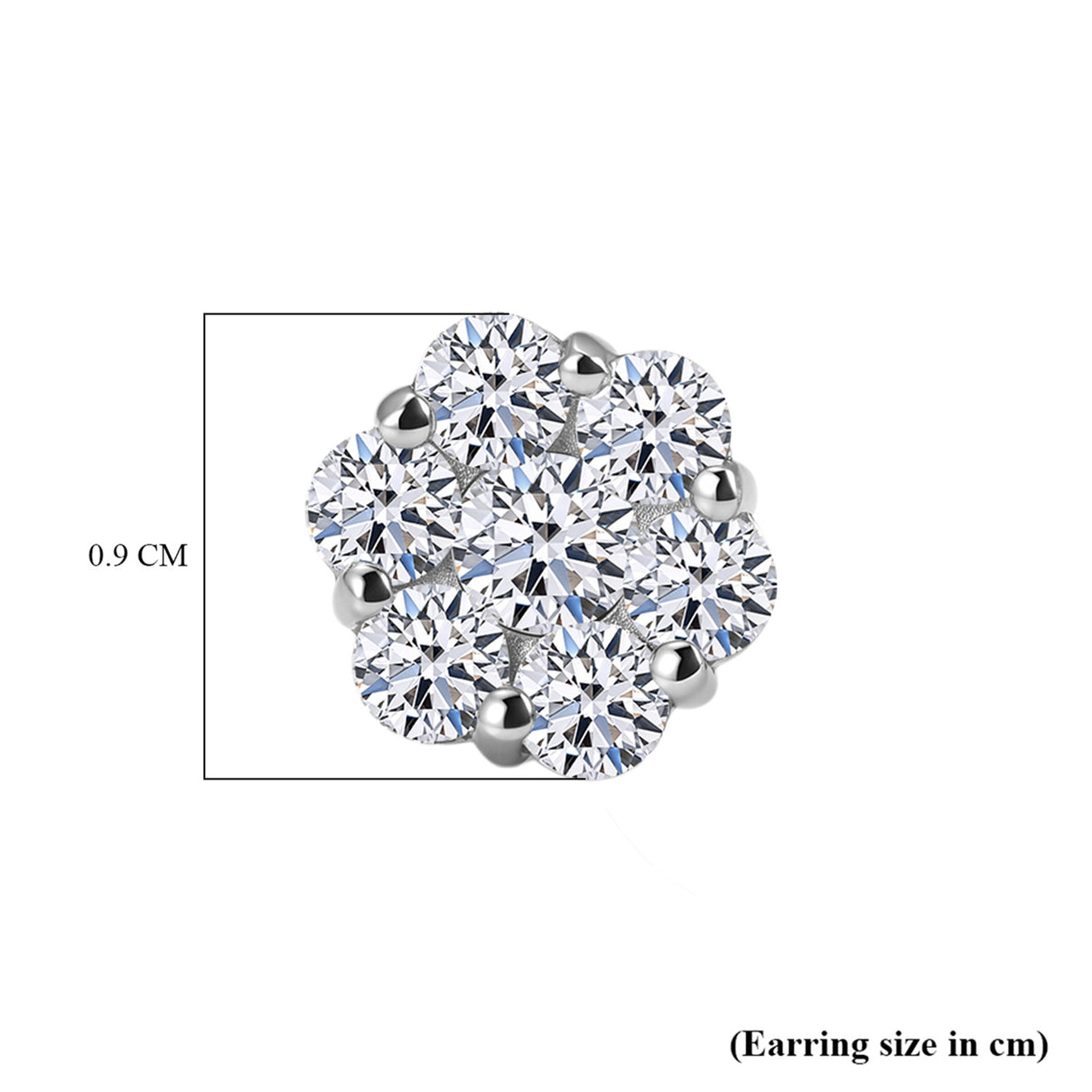 LUXURIANT 2 Ct. Lab Grown Diamond Pressure Set Cluster Earring with Push Post in Rhodium Overlay Sterling Silver (SI-G-H) 8575816 7