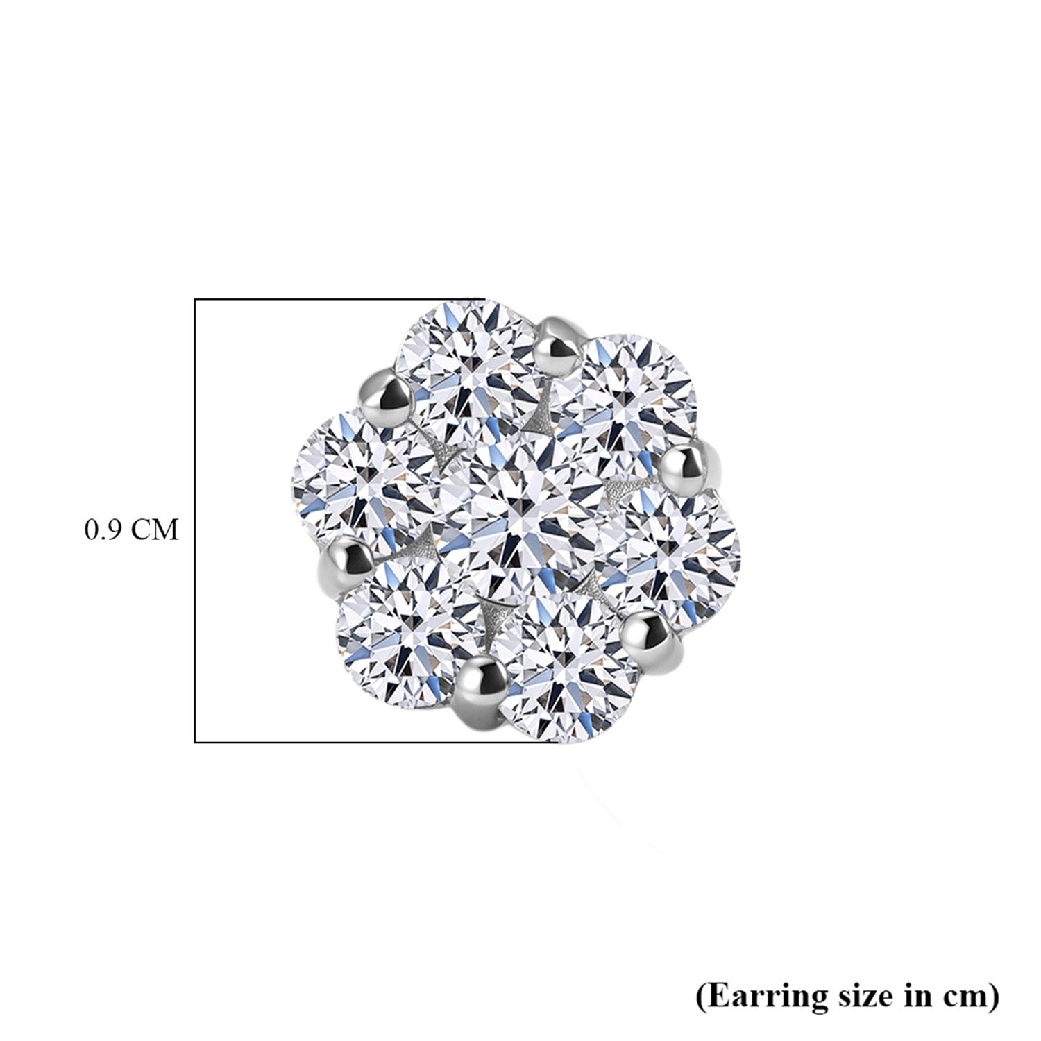 LUXURIANT 2 Ct. Lab Grown Diamond Pressure Set Cluster Earring with Push Post in Rhodium Overlay Sterling Silver (SI-G-H) 8575816 7
