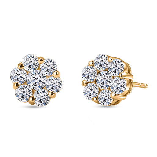 Luxuriant - Lab Grown Diamond (SI-G-H) Pressure Set Earring with Push Post in Rhodium Overlay Sterling Silver 2.00 Ct.