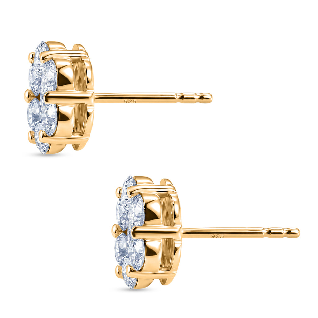 Luxuriant - Lab Grown Diamond (SI/G-H) Pressure Set Earring with Push Post in 18K Vermeil Yellow Gold Plated Sterling Silver 2.00 Ct._8575817_3
