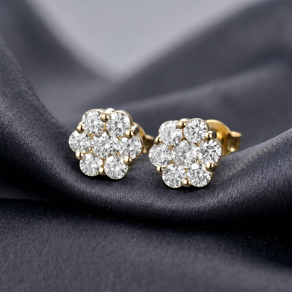 LUXURIANT 2 Ct. Lab Grown Diamond Pressure Set Cluster Earring with Push Post in 18K Vermeil Yellow Gold Plated Sterling Silver (SI-G-H) 8575817 6