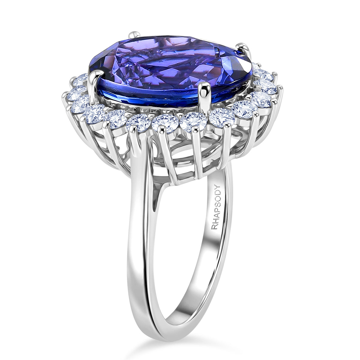 THE HEIRLOOM COLLECTION - Rhapsody 950 Platinum AAAA Tanzanite (9.00ct) &amp; Natural Diamond (VS/E-F) Halo Ring 9.85 Ct, Platinum Wt.7.44 Gms 8576180 4
