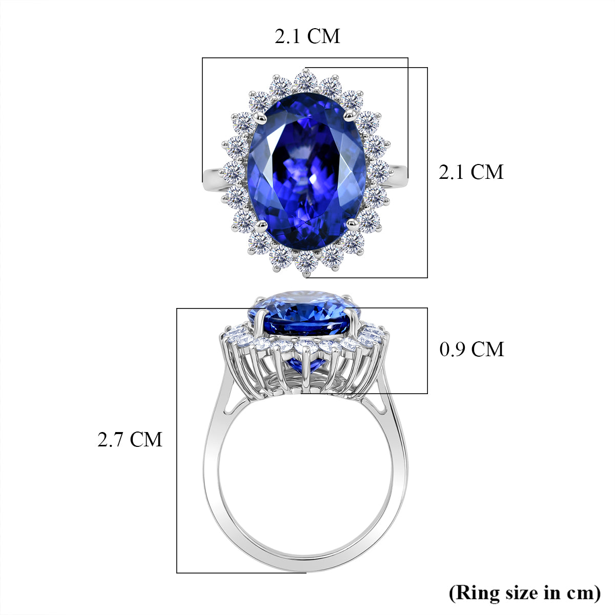 THE HEIRLOOM COLLECTION - Rhapsody 950 Platinum AAAA Tanzanite (9.00ct) &amp; Natural Diamond (VS/E-F) Halo Ring 9.85 Ct, Platinum Wt.7.44 Gms 8576180 6