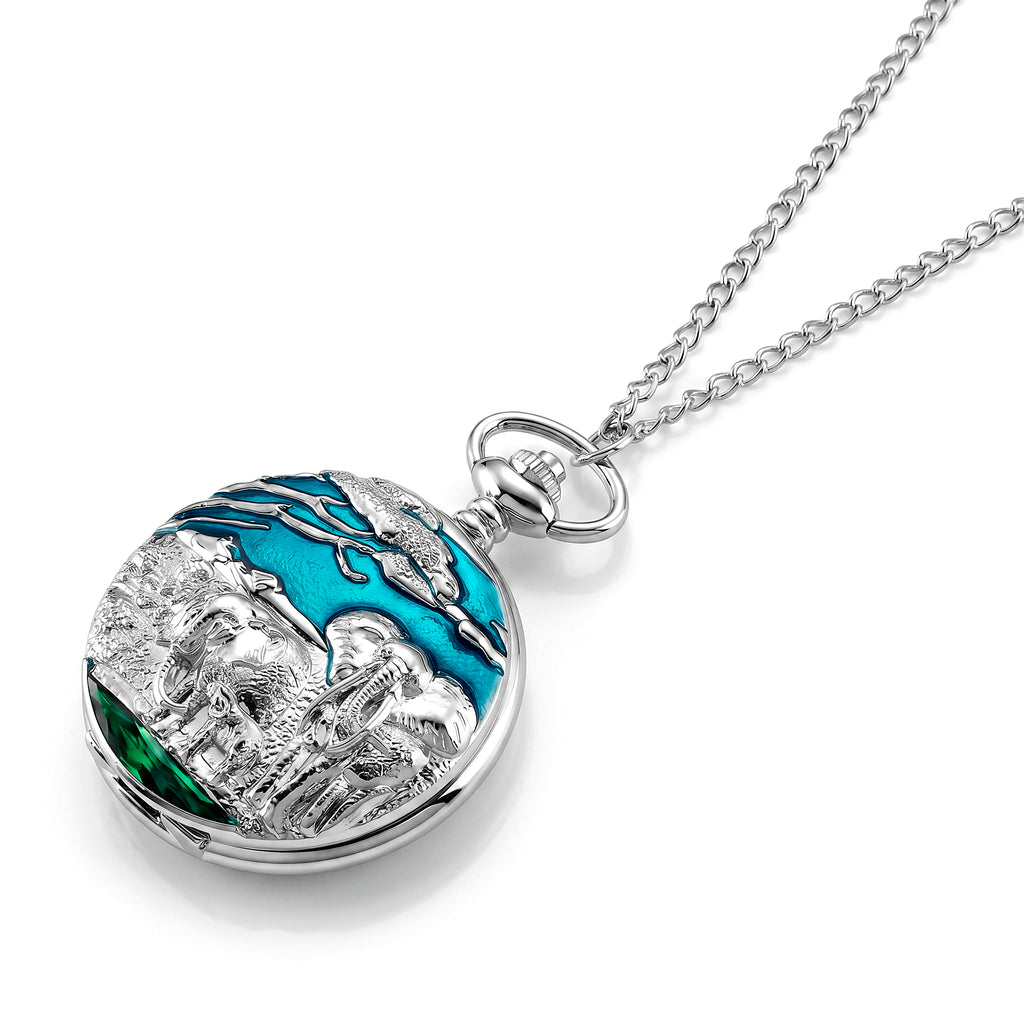 STRADA Limited Edition Elephant Pocket Watch With Japanese Movement, Water Resistancy & 31 Inch Curb Chain_8576285_4