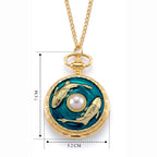 STRADA Limited Edition Blue Enamelled Carp Pocket Watch With Japanese Movement, Water Resistancy & 31 Inch Curb Chain_8576302_7