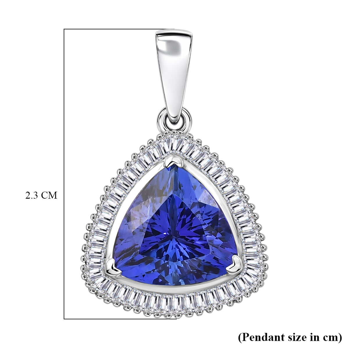 Rhapsody - 950 Platinum AAAA Tanzanite and Natural Earth Mined Diamond (VS/E-F) Trillion Cut Halo Pendant 4.04 Ct, Platinum Wt. 4.05 Gms 8576499 7