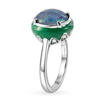D'Joy - Boulder Opal Triplet & White Zircon Solitaire Ring in Rhodium Overlay Sterling Silver 2.43 Ct._8576521_3