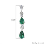 D'Joy - AAA Gemfields Zambian Emerald & White Zircon Dangling Earring with Push Post in Rhodium Overlay Sterling Silver 1.00 Ct._8576527_5
