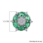 Luxuriant - AAA Zambian Emerald & Lab Grown Diamond (SI/G-H) Cluster Earring with Push Post in Rhodium Overlay Sterling Silver 2.10 Ct._8576528_4