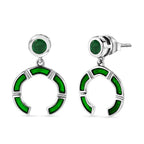 D'Joy - AAA Gemfields Zambian Emerald Dangling Earring with Push Post in Rhodium Overlay Sterling Silver 0.50 Ct._8576563