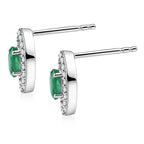 D'Joy - AAA Gemfields Zambian Emerald & White Zircon Stud Push Post Earring in Rhodium Overlay Sterling Silver_8576585_3