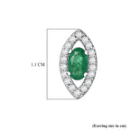 D'Joy - AAA Gemfields Zambian Emerald & White Zircon Stud Push Post Earring in Rhodium Overlay Sterling Silver_8576585_5