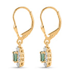 D'Joy - AAA Premium Zambian Emerald & White Zircon Halo Earring with Lever Back in 18K Vermeil Yellow Gold Plated Sterling Silver 1.00 Ct._8576617_3