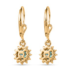 D'Joy - AAA Premium Zambian Emerald & White Zircon Halo Earring with Lever Back in 18K Vermeil Yellow Gold Plated Sterling Silver 1.00 Ct._8576617_4
