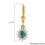 D'Joy - AAA Premium Zambian Emerald & White Zircon Halo Earring with Lever Back in 18K Vermeil Yellow Gold Plated Sterling Silver 1.00 Ct._8576617_5