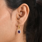 Luxuriant - AAA Zambian Amethyst & Lab Grown Diamond (SI/G-H) Halo Earring with Lever Back in 18K Vermeil Yellow Gold Plated Sterling Silver 2.00 Ct._8576662_1