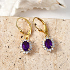 Luxuriant - AAA Zambian Amethyst & Lab Grown Diamond (SI/G-H) Halo Earring with Lever Back in 18K Vermeil Yellow Gold Plated Sterling Silver 2.00 Ct._8576662_2