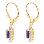 Luxuriant - AAA Zambian Amethyst & Lab Grown Diamond (SI/G-H) Halo Earring with Lever Back in 18K Vermeil Yellow Gold Plated Sterling Silver 2.00 Ct._8576662_3
