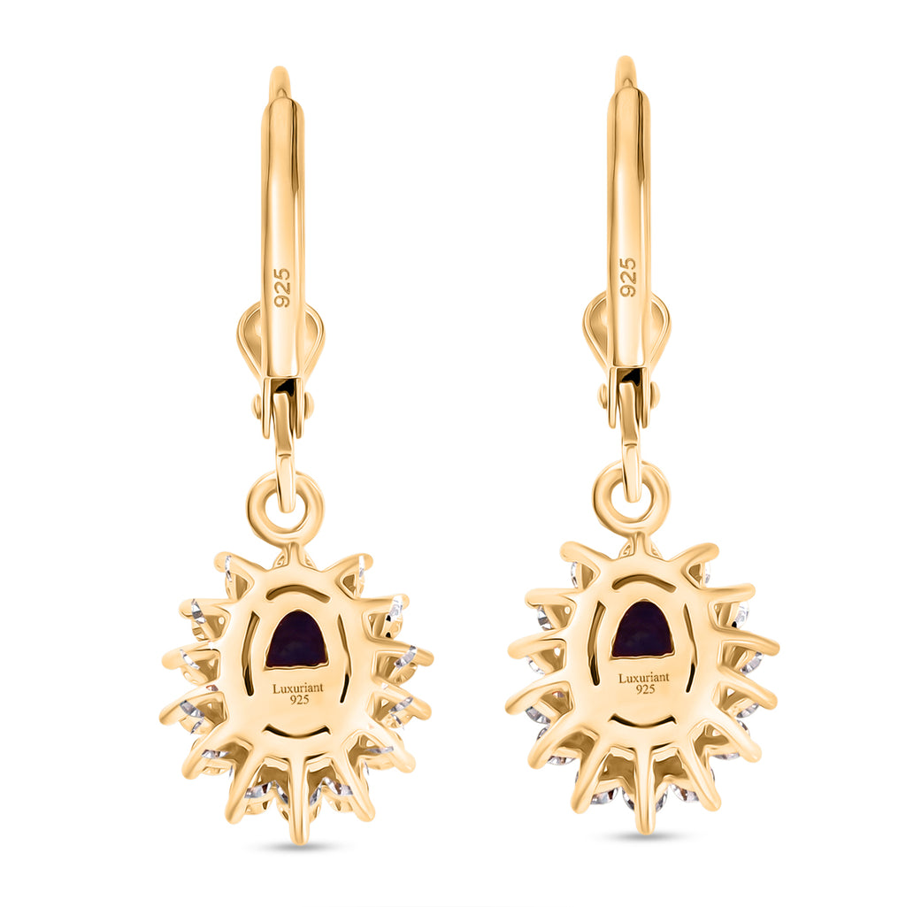 Luxuriant - AAA Zambian Amethyst & Lab Grown Diamond (SI/G-H) Halo Earring with Lever Back in 18K Vermeil Yellow Gold Plated Sterling Silver 2.00 Ct._8576662_4