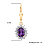 Luxuriant - AAA Zambian Amethyst & Lab Grown Diamond (SI/G-H) Halo Earring with Lever Back in 18K Vermeil Yellow Gold Plated Sterling Silver 2.00 Ct._8576662_5