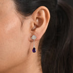 D'Joy - AAA Zambian Amethyst & White Zircon Dangle Earring with Push Post in Rhodium Overlay Sterling Silver 2.50 Ct._8576663_1
