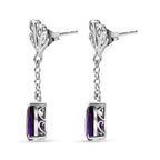 D'Joy - AAA Zambian Amethyst & White Zircon Dangle Earring with Push Post in Rhodium Overlay Sterling Silver 2.50 Ct._8576663_3