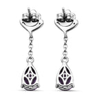 D'Joy - AAA Zambian Amethyst & White Zircon Dangle Earring with Push Post in Rhodium Overlay Sterling Silver 2.50 Ct._8576663_4