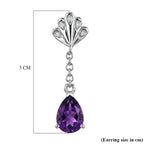 D'Joy - AAA Zambian Amethyst & White Zircon Dangle Earring with Push Post in Rhodium Overlay Sterling Silver 2.50 Ct._8576663_5