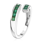 D'Joy - AAA Zambian Emerald Adjustable Bypass Ring in Rhodium Overlay Sterling Silver_8576699_3