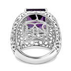 D'Joy - AAA Zambian Amethyst & White Zircon Filigree Ring in Rhodium Overlay Sterling Silver 6.24 Ct._8576715_4