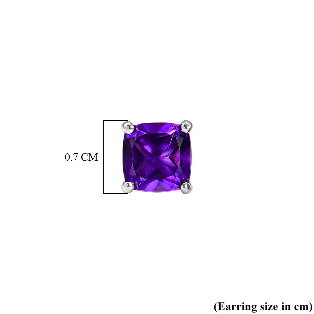 D'Joy - AAA Zambian Amethyst Solitaire Stud Earring with Push Post in Platinum Overlay Sterling Silver 2.00 Ct. V32513705 5
