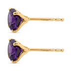 D'Joy - AAA Zambian Amethyst Solitaire Stud Earring with Push Post in Yellow Gold Plated Sterling Silver 2.00 Ct._8576750_3