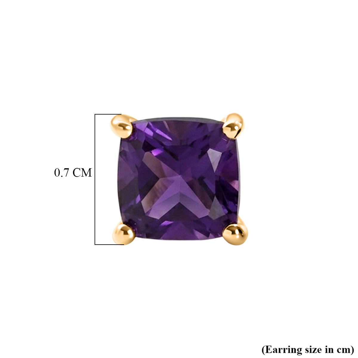 D'Joy - AAA Zambian Amethyst Solitaire Stud Earring with Push Post in Yellow Gold Plated Sterling Silver 2.00 Ct. 8576750 5