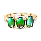 D'Joy - Ammolite & Natural White Diamond Ring in 18K Vermeil Yellow Gold Plated Sterling Silver 2.60 Ct._8576847