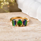 D'Joy - Ammolite & Natural White Diamond Ring in 18K Vermeil Yellow Gold Plated Sterling Silver 2.60 Ct._8576847_2