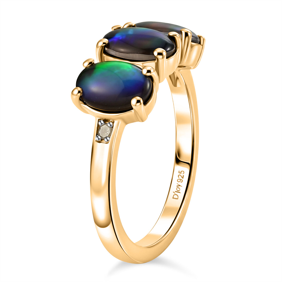 D'Joy - Ammolite &amp; Natural White Diamond Ring in 18K Vermeil Yellow Gold Plated Sterling Silver 2.60 Ct. 8576847 4