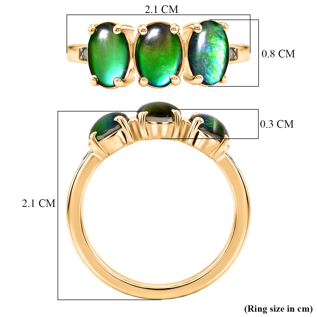D'Joy - Ammolite &amp; Natural White Diamond Ring in 18K Vermeil Yellow Gold Plated Sterling Silver 2.60 Ct. 8576847 6