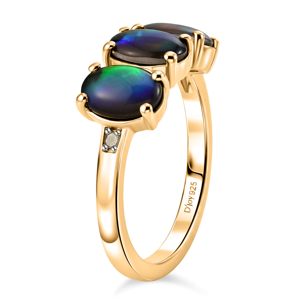 D'Joy - Ammolite & Natural White Diamond Ring in 18K Vermeil Yellow Gold Plated Sterling Silver 2.60 Ct._8576848_3