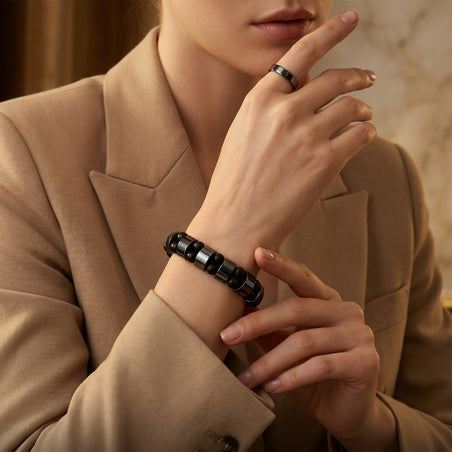 Hematite &amp; Shungite Stretchable Bracelet (Size - 7.5) 180.00 Ct. 8577027 2