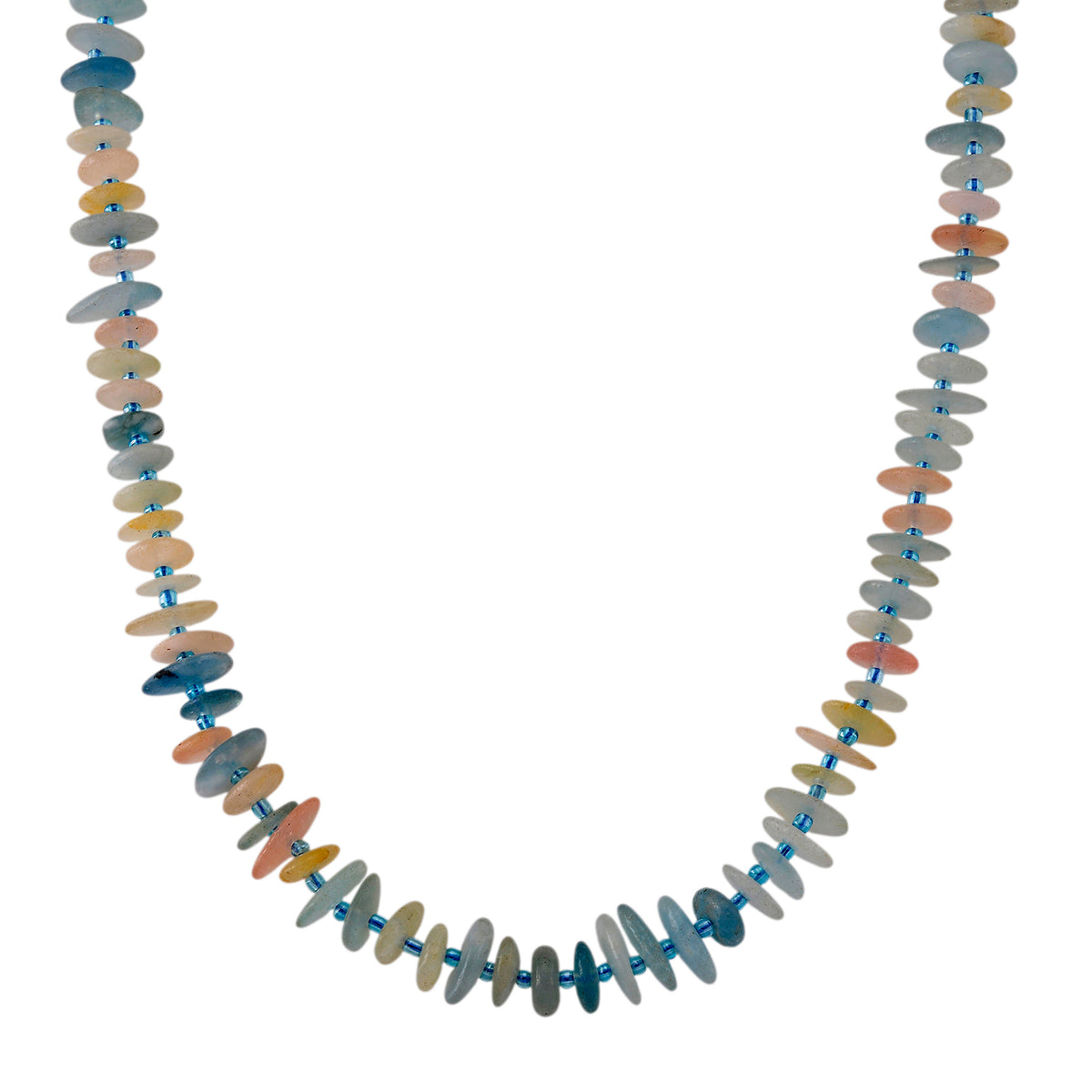 One Time Deal-Morganite and Aquamarine Necklace (Size - 18+2 Ext) with Lobster Clasp. V32514486 0