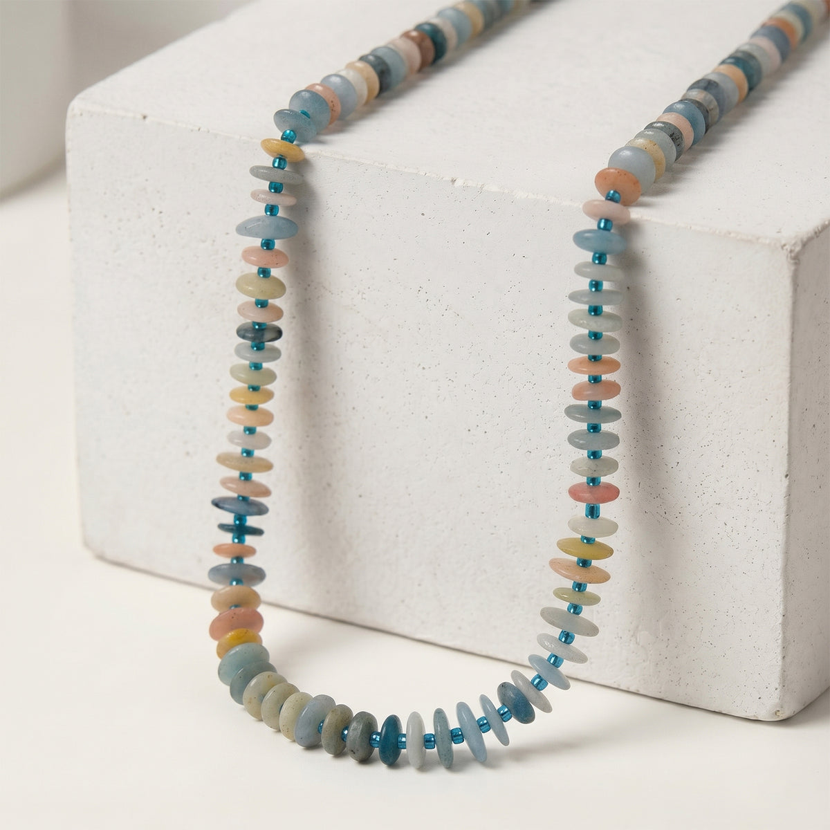 One Time Deal-Morganite and Aquamarine Necklace (Size - 18+2 Ext) with Lobster Clasp. V32514486 3