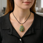Green Aventurine Tree of Life Adjustable Drop Necklace (Size - 17.5+2 Ext) 45.00 Ct._8577174_2
