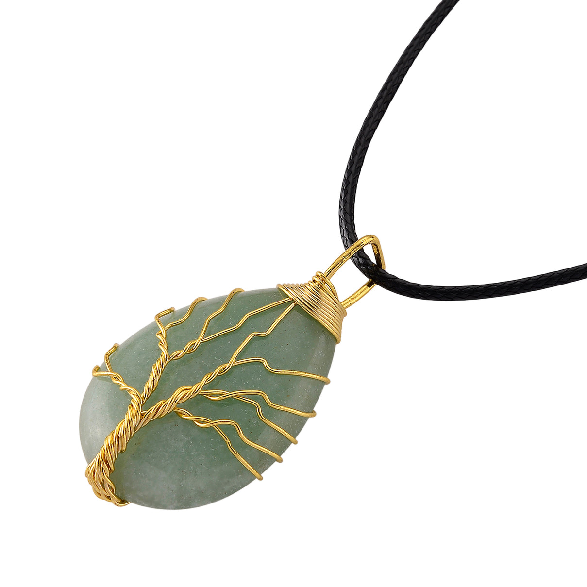 Green Aventurine Tree of Life Adjustable Drop Necklace (Size - 17.5+2 Ext) 45.00 Ct. V32534650 4