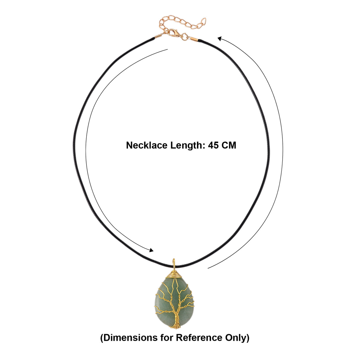 Green Aventurine Tree of Life Adjustable Drop Necklace (Size - 17.5+2 Ext) 45.00 Ct. V32534650 7