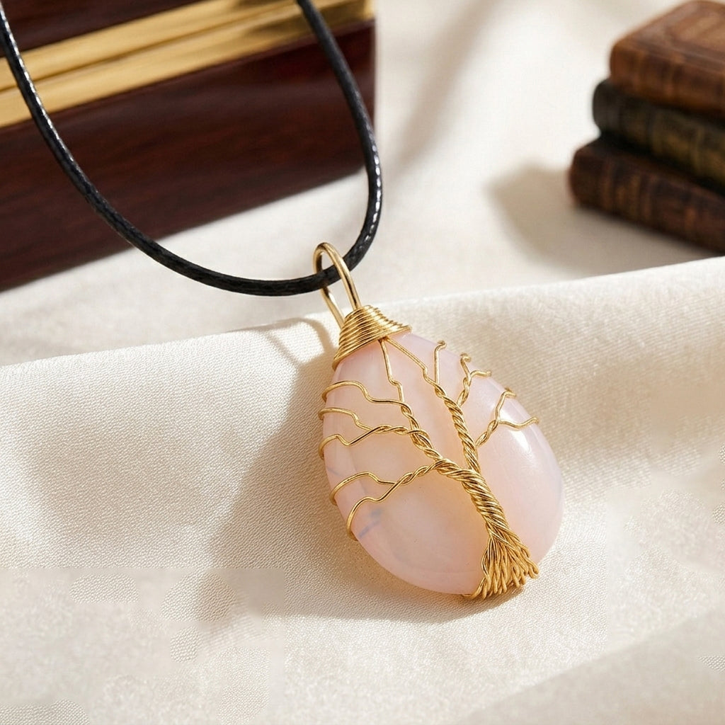 Opalite Tree of Life Adjustable Drop Necklace (Size - 17.5-2 Ext) 45.00 Ct. 8577175 2