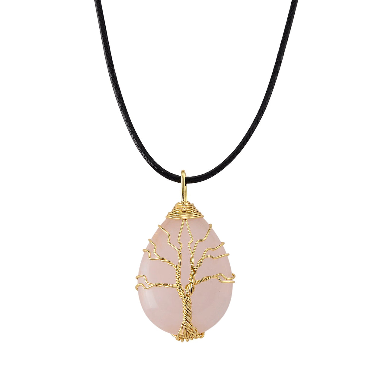 Rose Quartz Tree of Life Adjustable Drop Necklace (Size - 17.5-2 Ext) 45.00 Ct. V32353997 0