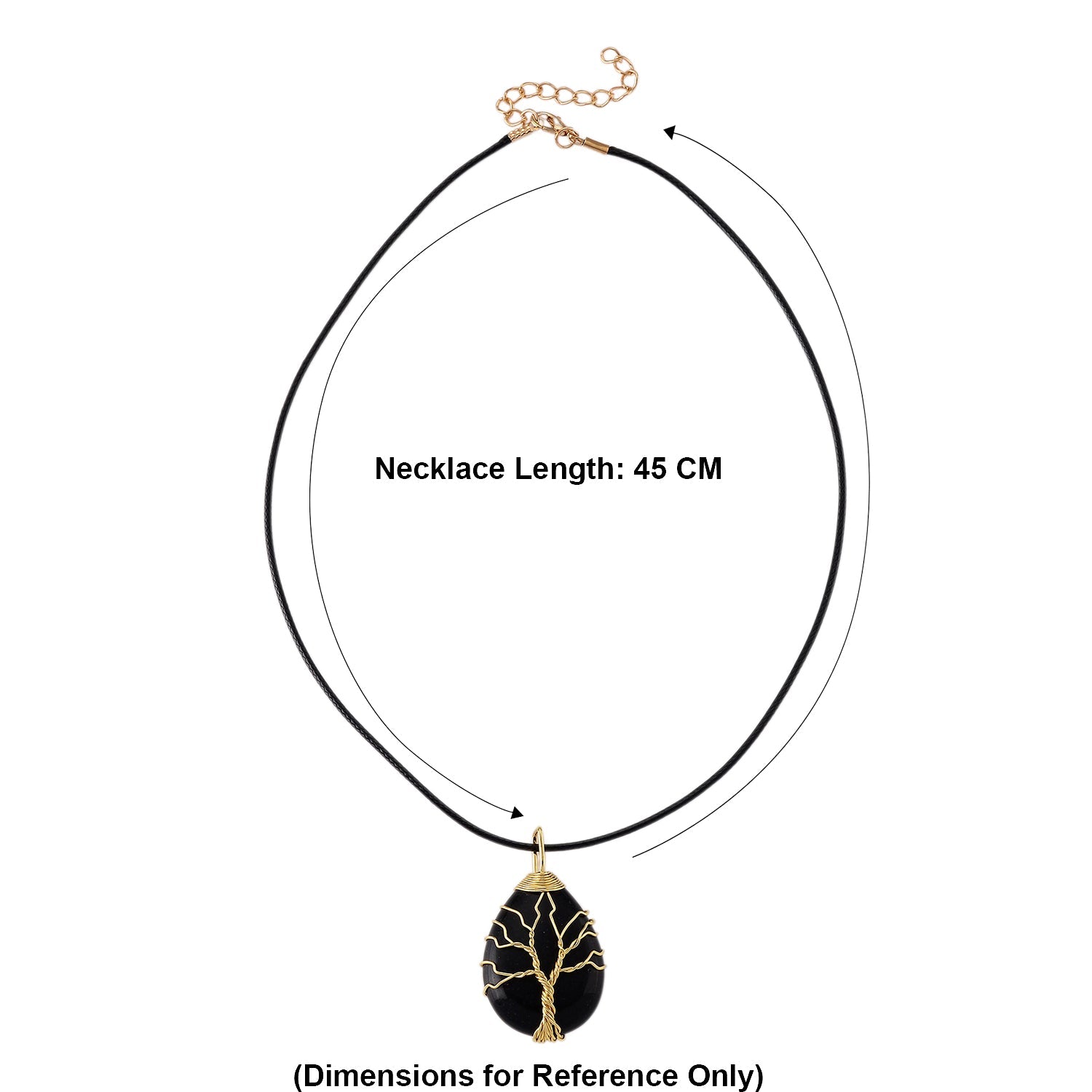 Black Agate Tree of Life Adjustable Drop Necklace (Size - 17.5-2 Ext) 45.00 Ct. V32359296 7