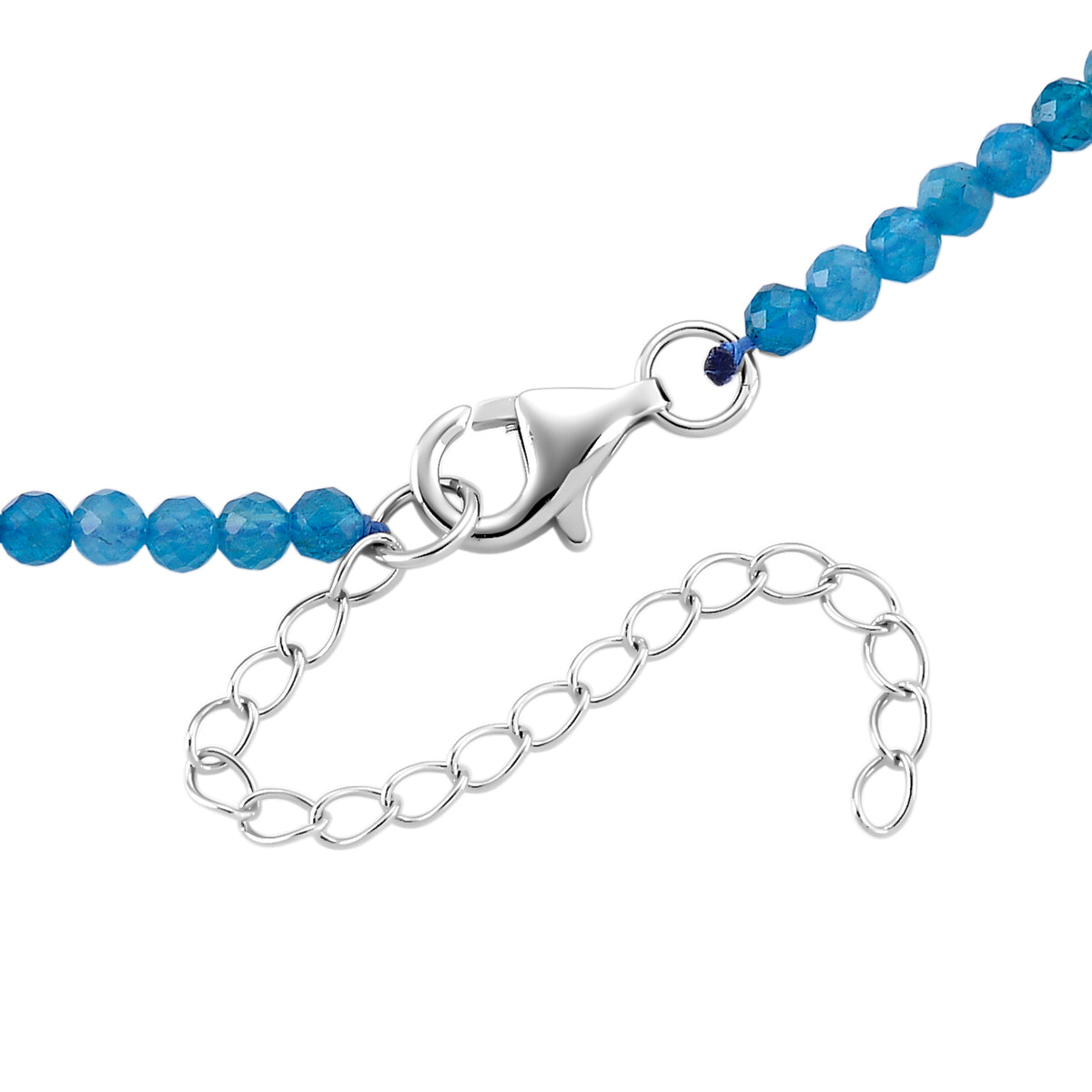 D'Joy - Apatite Beads Adjustable Necklace (Size - 18+2 Ext) in Rhodium Overlay Sterling Silver 28.00 Ct. V32514286 5