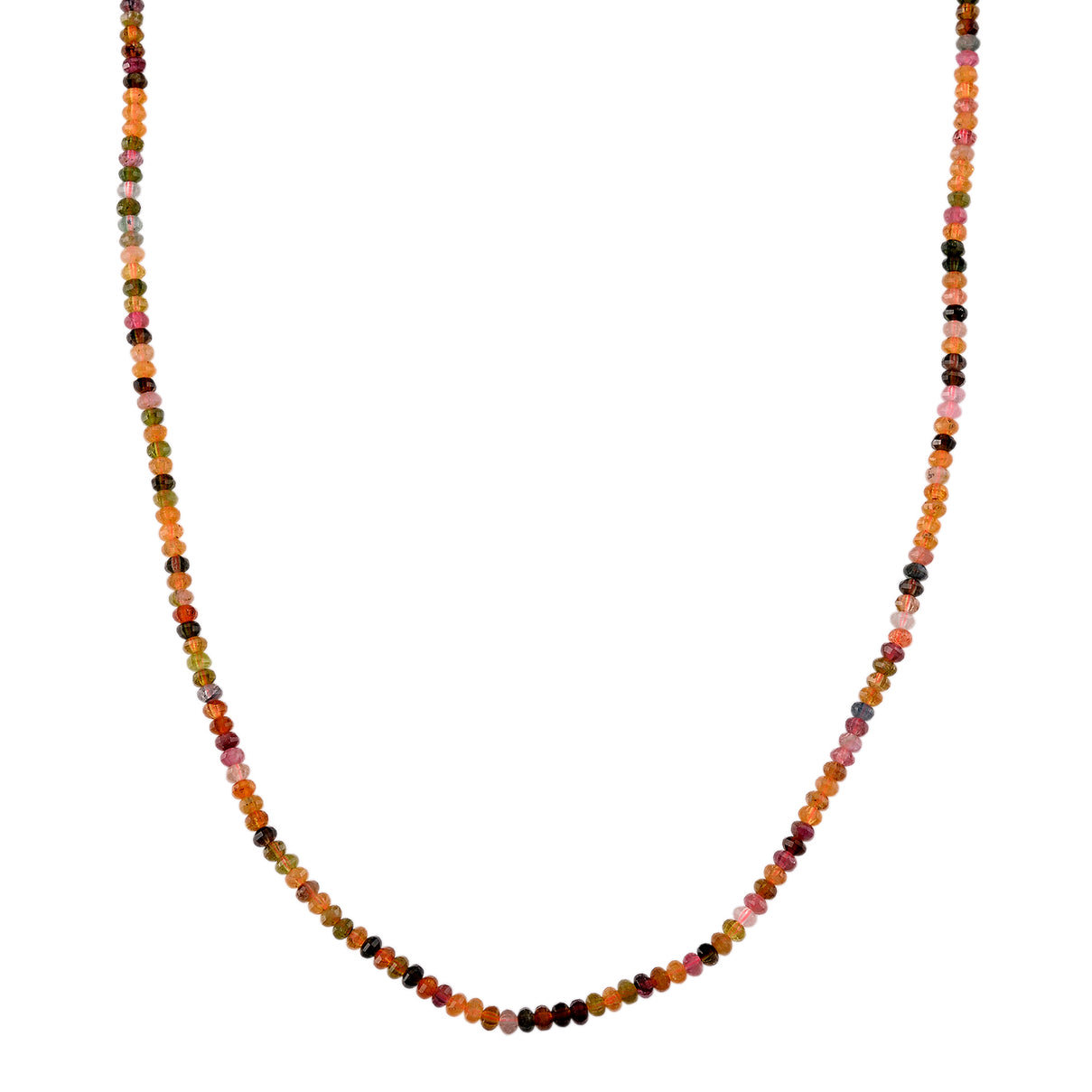 LIVE FROM BRAZIL SPECIAL - Multi-Tourmaline Adjustable Beads Necklace (Size - 18+2 Ext) in Rhodium Overlay Sterling Silver 45.00 Ct. V32516318 0