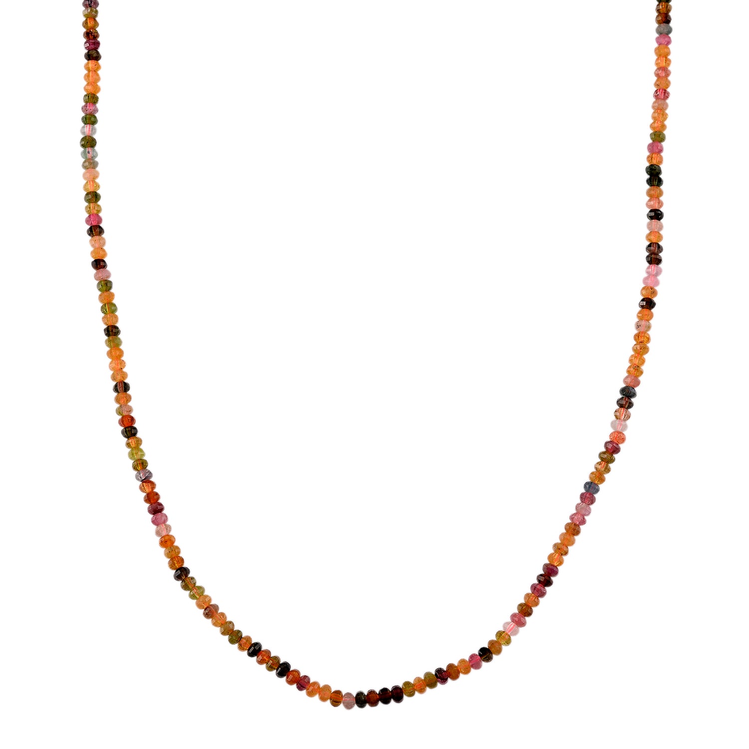 LIVE FROM BRAZIL SPECIAL - Multi-Tourmaline Adjustable Beads Necklace (Size - 18+2 Ext) in Rhodium Overlay Sterling Silver 45.00 Ct. V32516318 0